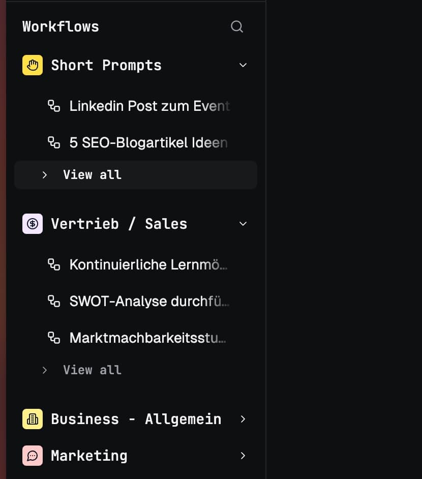 Workflow Sidebar